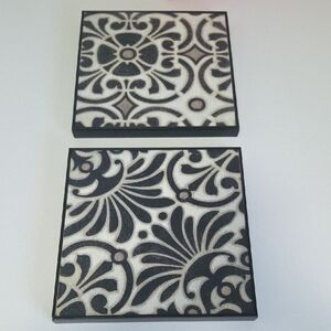 Set of 2 Decorative Black & White Patterned Pictures